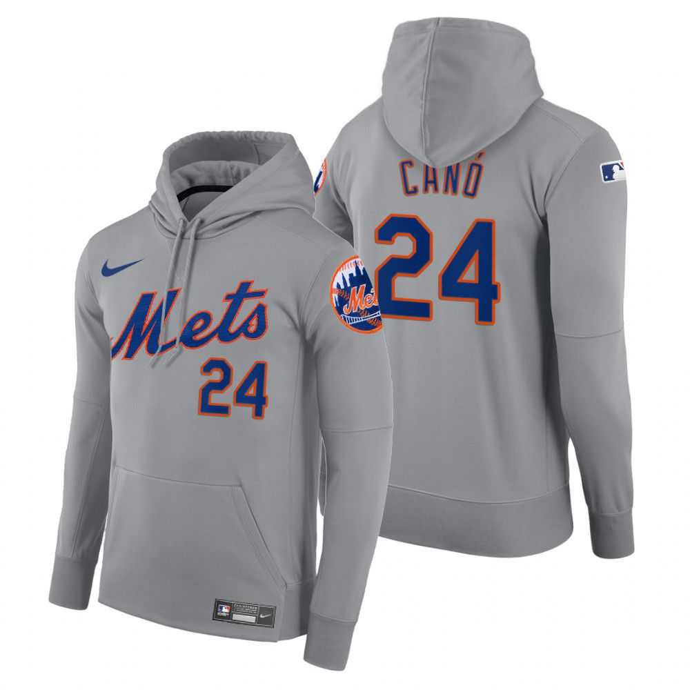 Men New York Mets 24 Cano gray road hoodie 2021 MLB Nike Jerseys